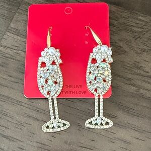 Elegant Crystal Champagne Glass Earrings